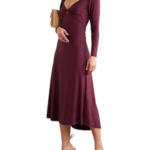 Johanna Ortiz Deep Red Long Sleeve Dress